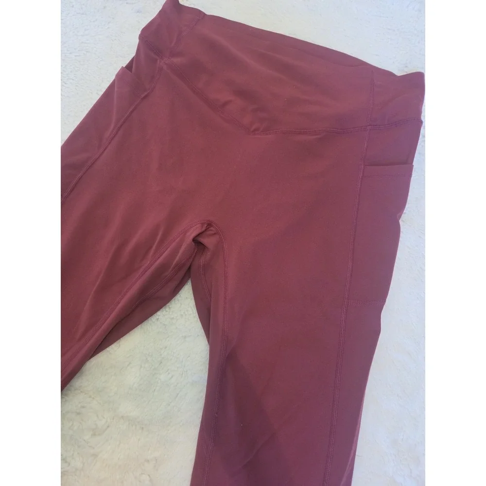 Halara Womens Scrunch Butt Leggings Burgundy High Waisted Pockets 02855392 L